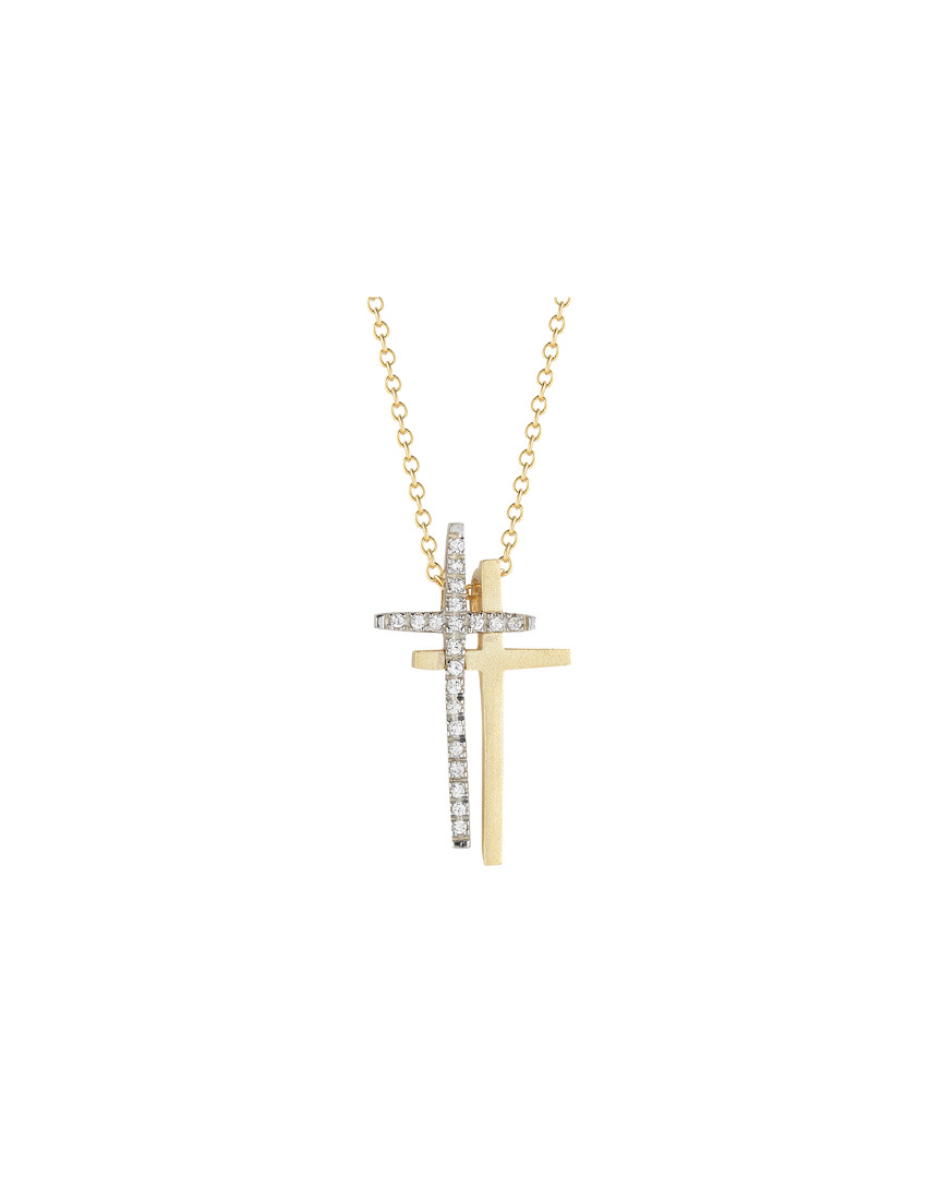 I. Reiss 14k Two-tone 0.15 Ct. Tw. Diamond Double Cross Necklace