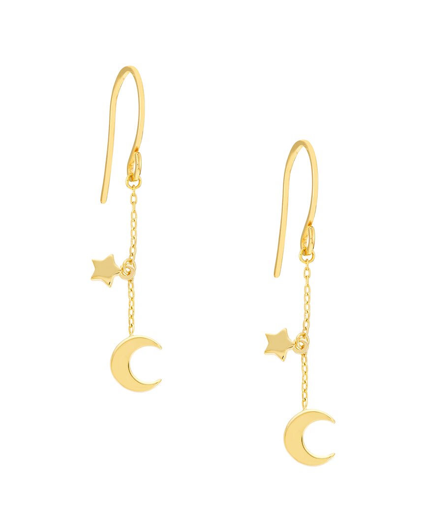 Pure Gold 14k Half Moon & Star Earrings