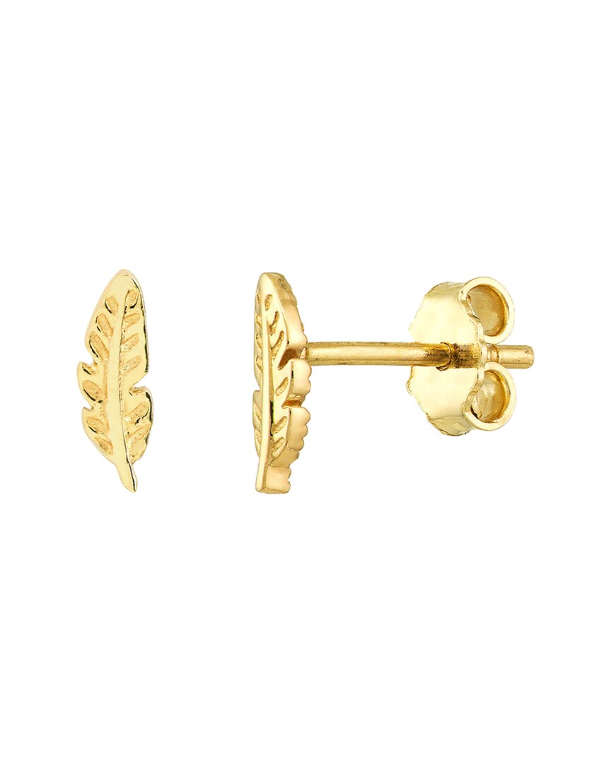 Pure Gold 14k Feather Studs