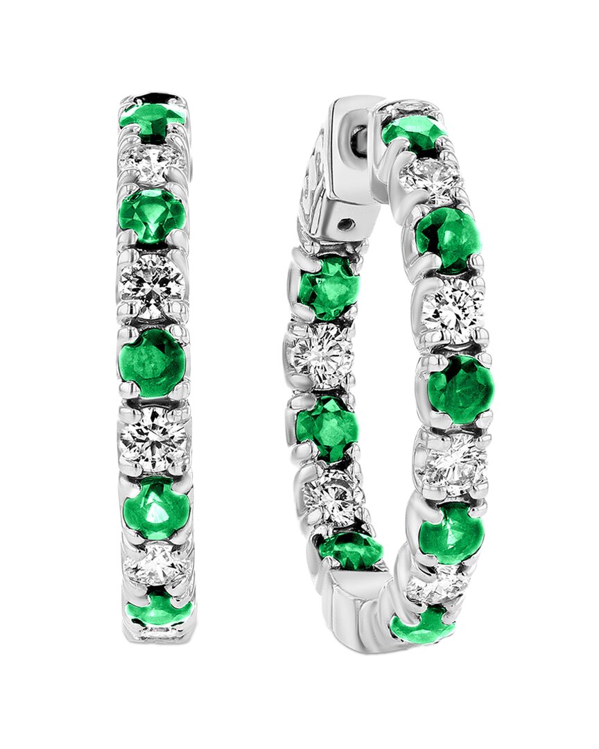 Diana M. Fine Jewelry 14K 3.58 ct. tw. Diamond & Emerald Hoops
