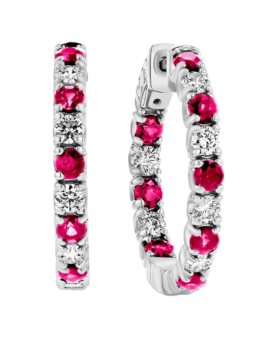 Diana M. Fine Jewelry 14K 3.58 ct. tw. Diamond & Ruby Hoops
