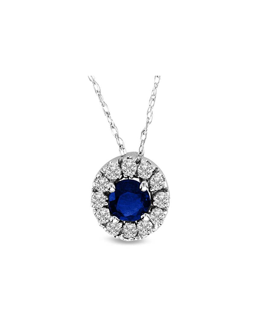 Diana M. Fine Jewelry 14K 0.48 ct. tw. Diamond & Sapphire Halo Pendant Necklace
