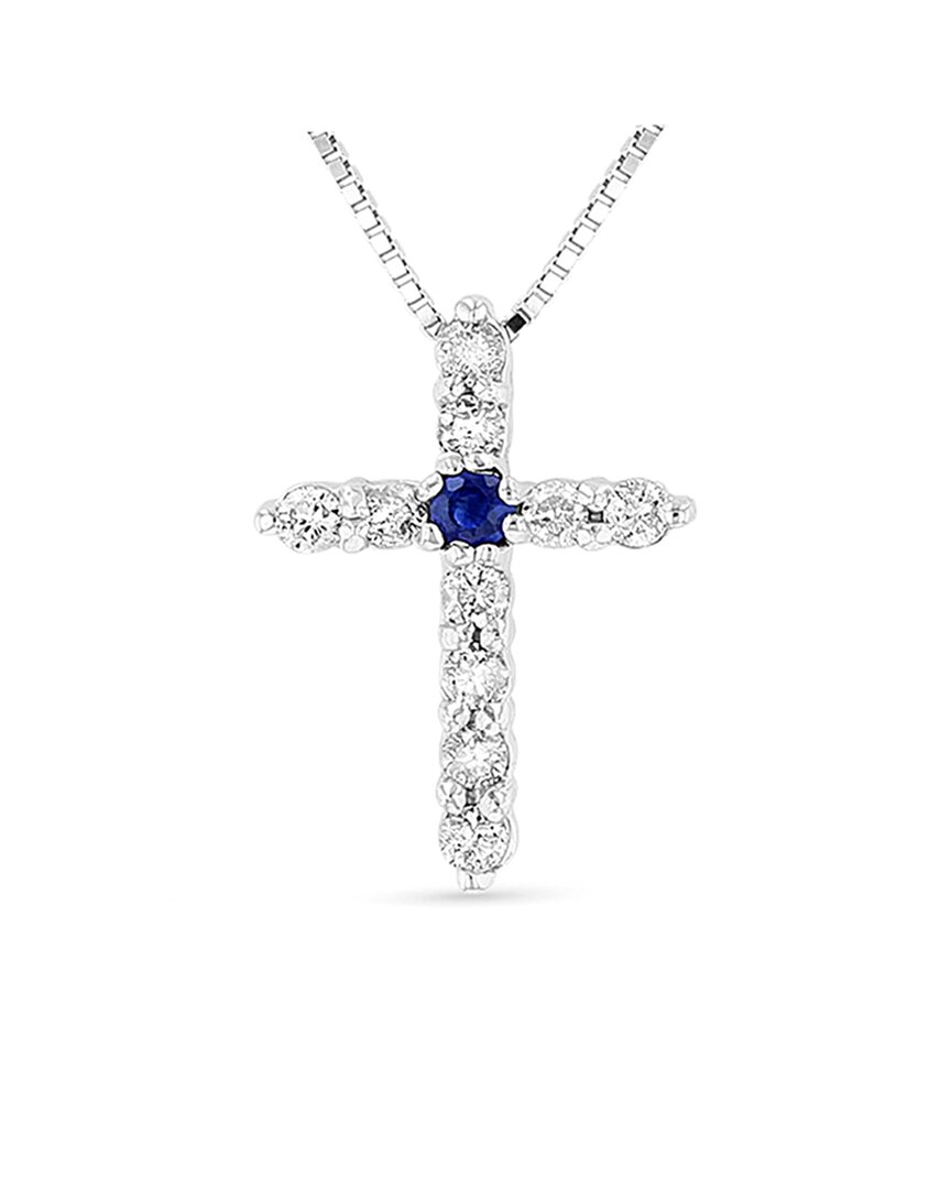 Diana M. Fine Jewelry 14K 0.18 ct. tw. Diamond & Sapphire Cross Pendant Necklace
