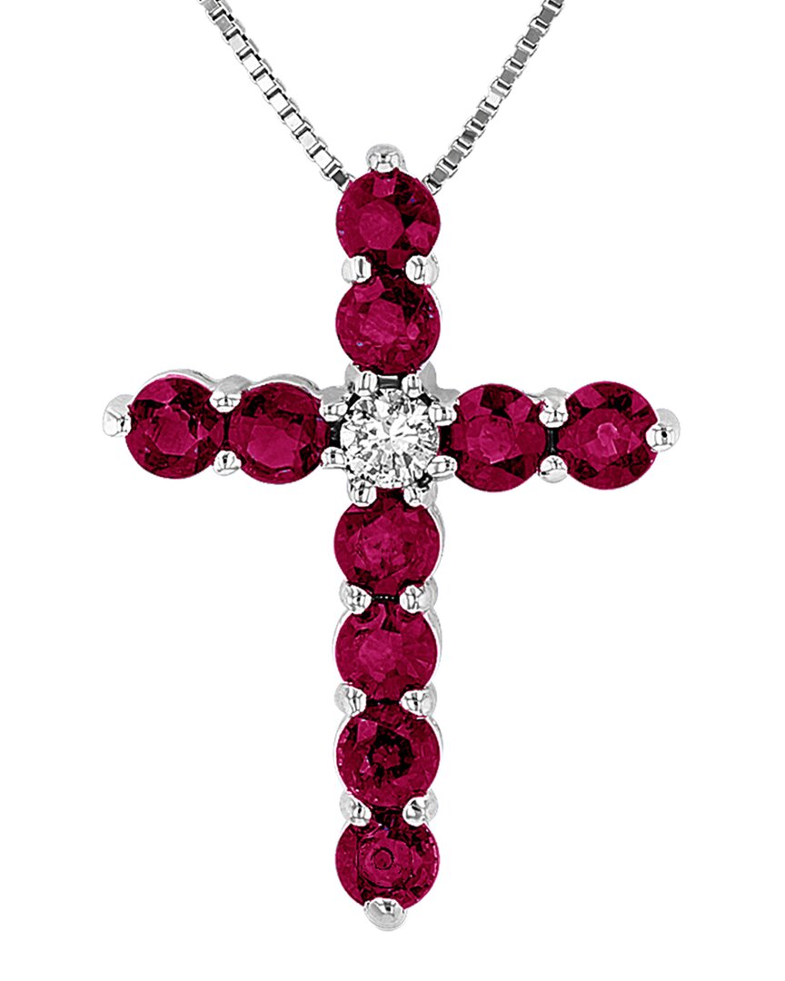 Diana M. Fine Jewelry 14K 0.93 ct. tw. Diamond & Ruby Cross Pendant Necklace