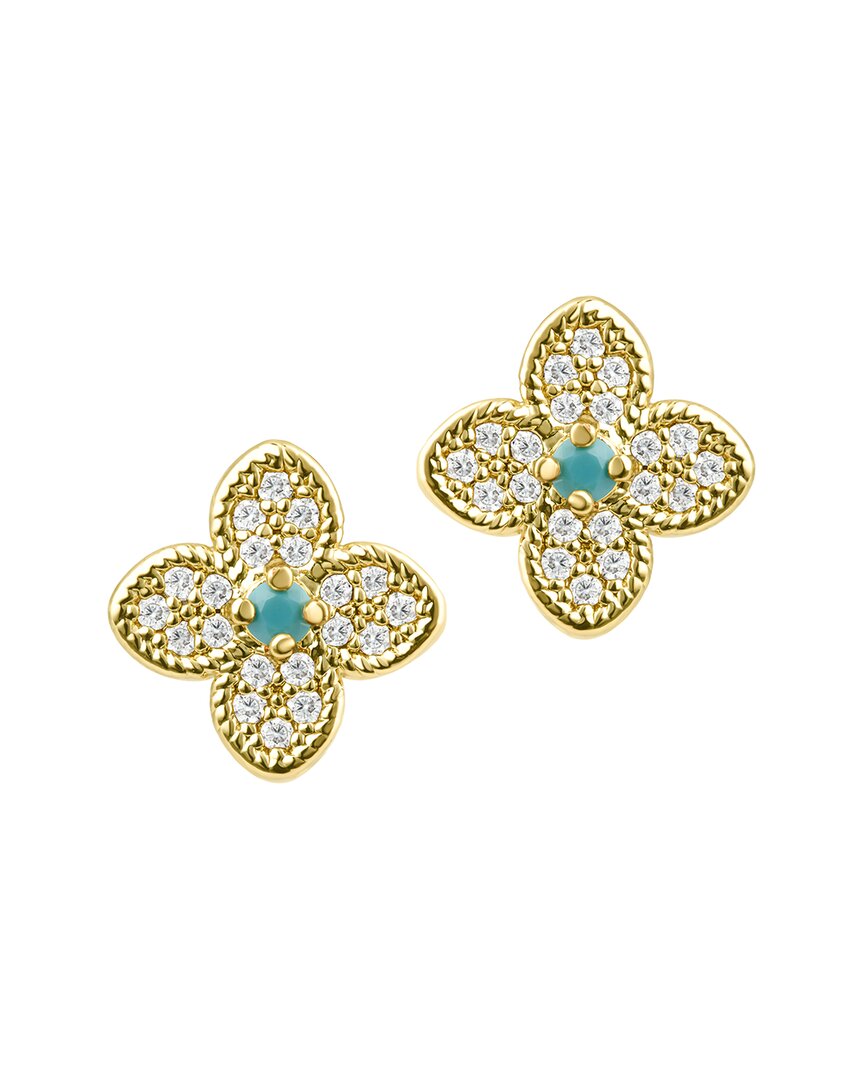 Adornia 14k Gold Plated Turquoise Flower Earrings