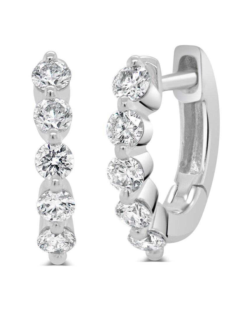 Sabrina Designs 14k Wg Single-prong Diamond Huggy- 11mm Cer1326 W In Metallic