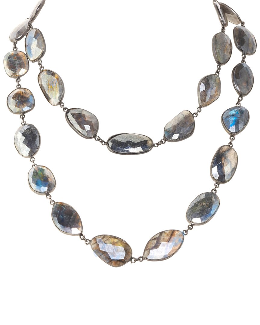 MARGO MORRISON MARGO MORRISON SILVER FACETED MYSTIC LABRADORITE NECKLACE