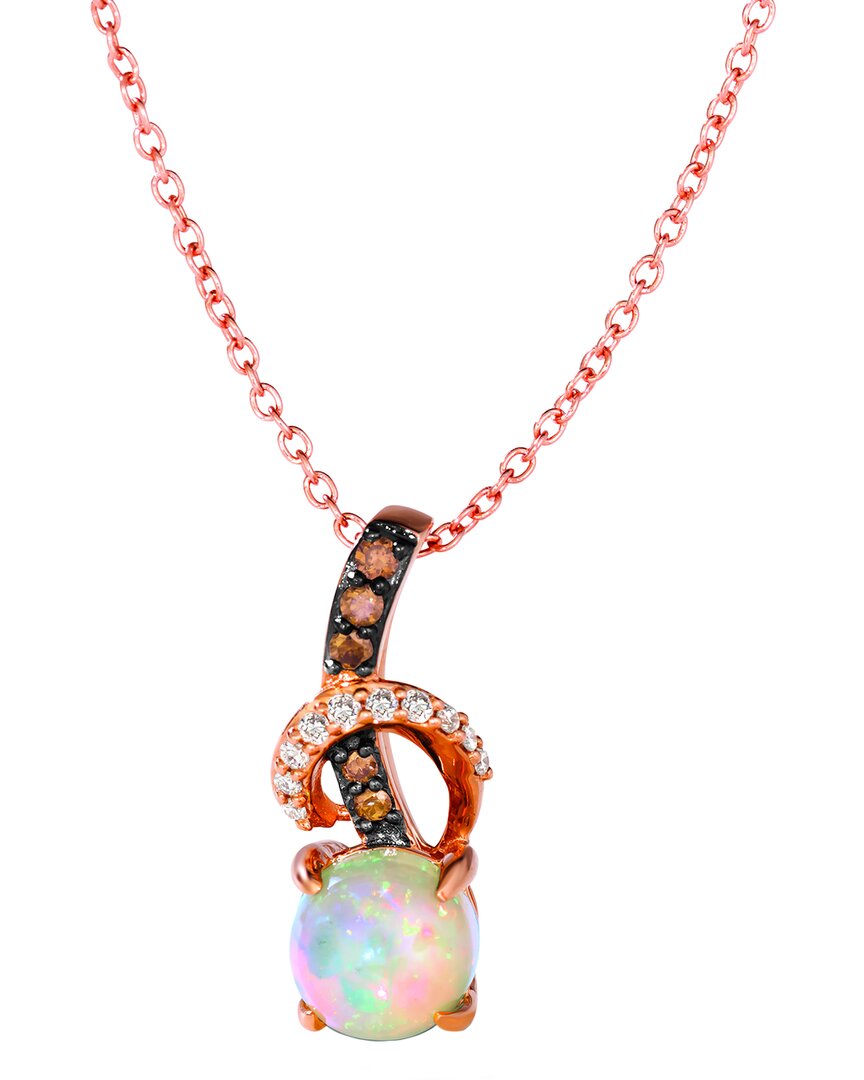 Le Vian 14k Strawberry Gold 0.13 Ct. Tw. Diamond & Opal Necklace