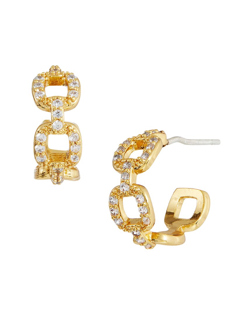 Savvy Cie 18k Over Silver Cz Hoops In Gold