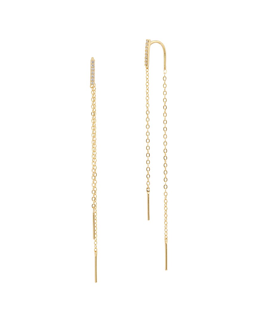 Savvy Cie 18k Over Silver Double Strand Threader Earrings In Gold