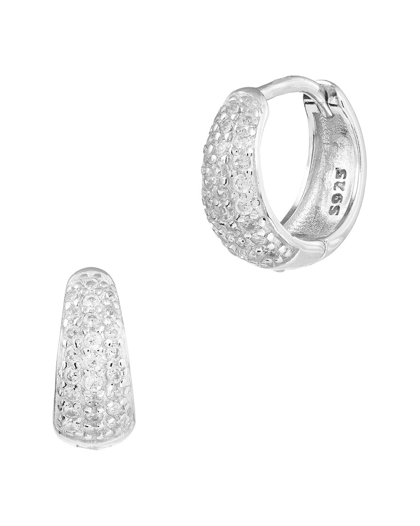 Savvy Cie Silver Cz Hoops In Metallic