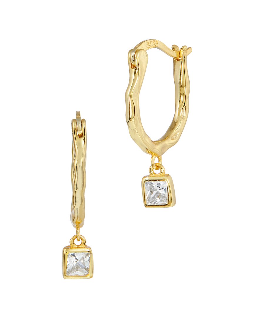 Savvy Cie 18k Over Silver Cz Dangle Earrings In Gold