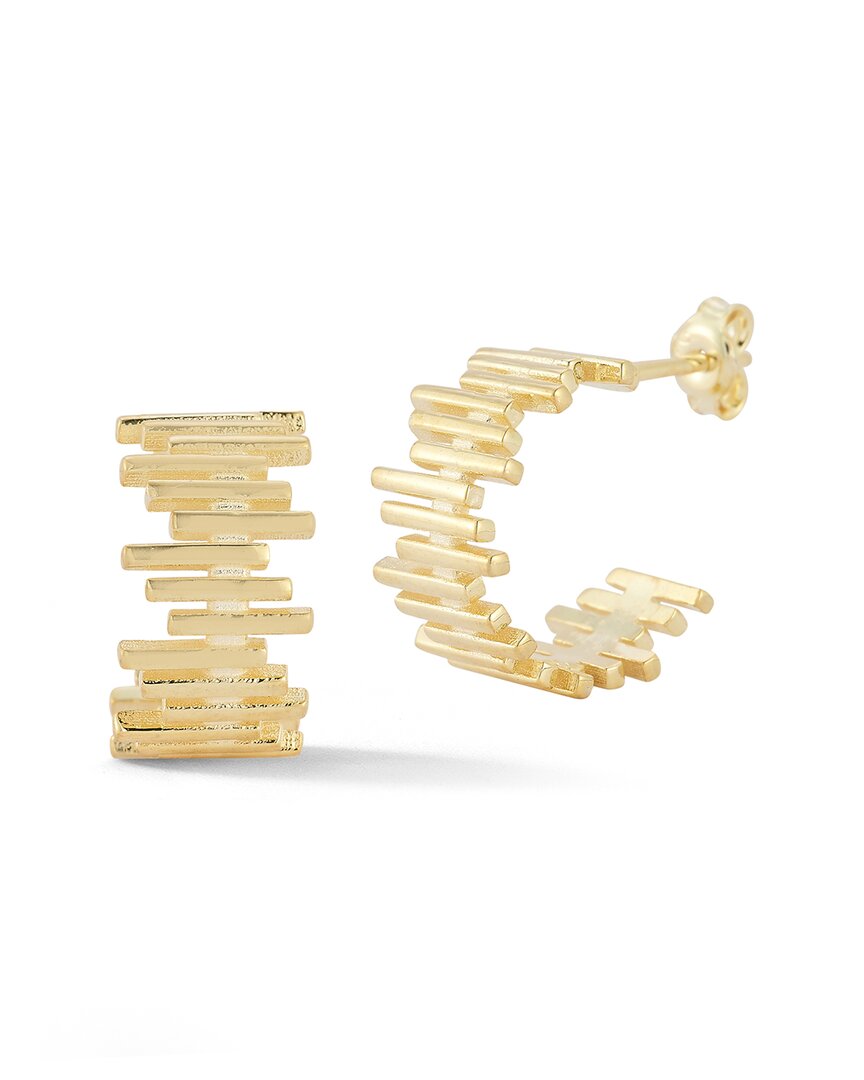 Sphera Milano 14k Over Silver Ribbed Huggie Hoops