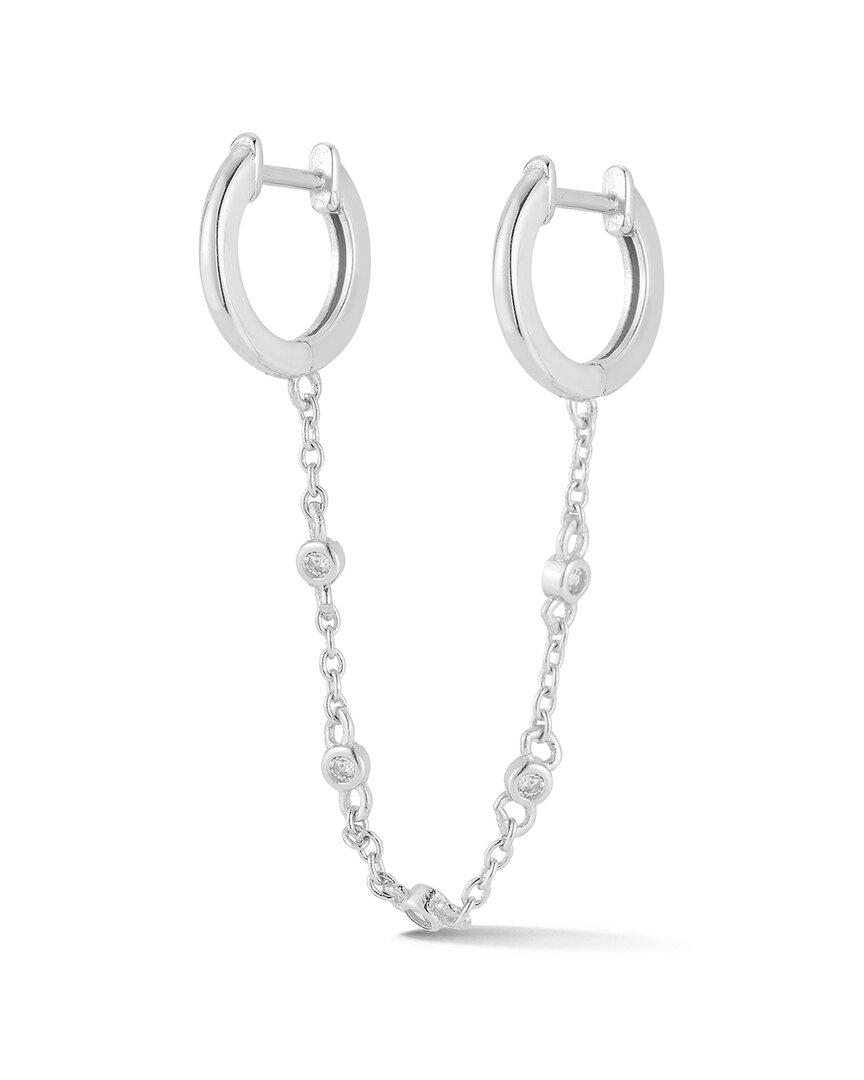 Sphera Milano Silver Cz Double Piercing Earrings In Metallic