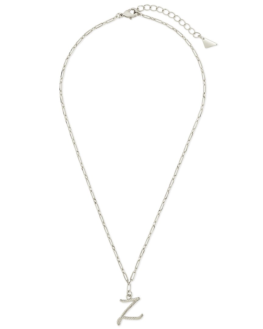 Sterling Forever Textured Initial Charm Necklace