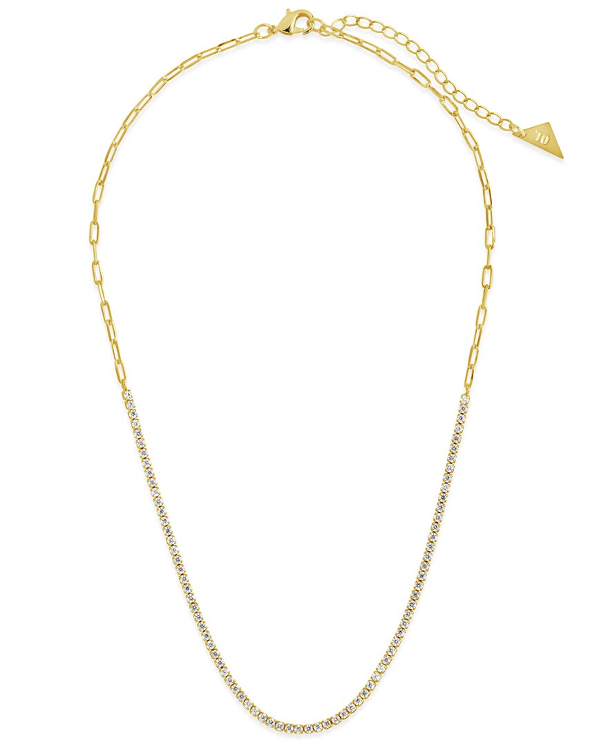 Sterling Forever 14k Plated Cz Dani Tennis Necklace In Gold