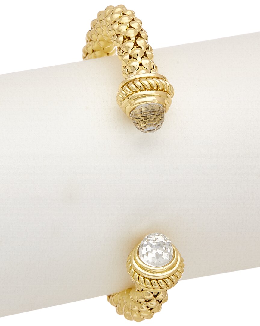 Image of Juvell K Two-Tone Plated White Topaz Twisted Cable Bangle Bracelet