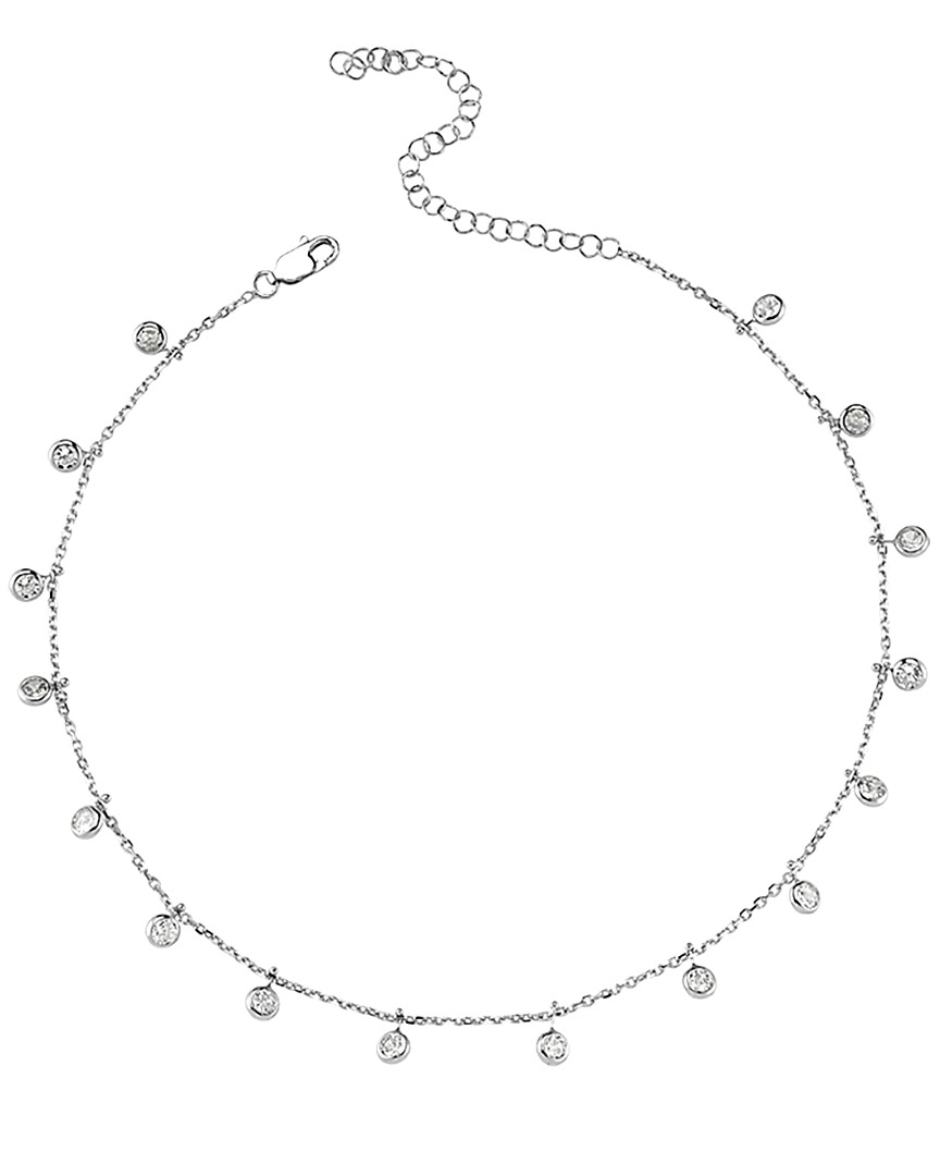 Amorium Silver Cz Carina Choker Necklace In Metallic