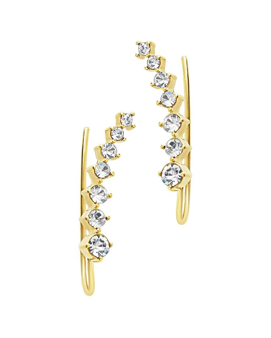 Sterling Forever 14k Plated Cz Graduated Crawler Earrings