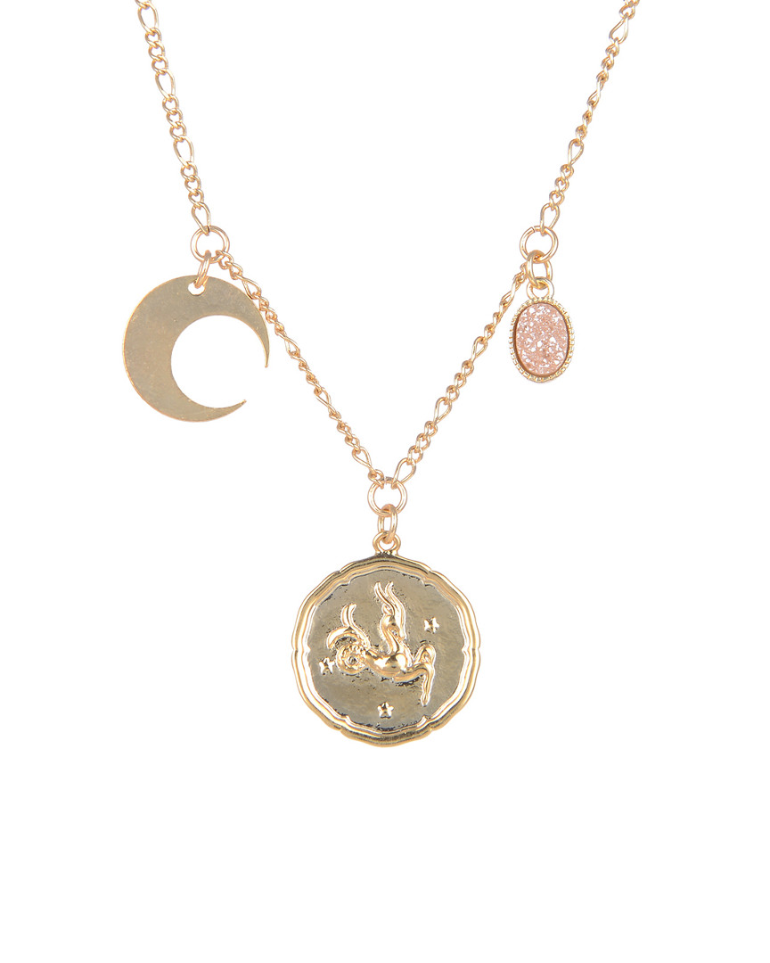 Eye Candy La Luxe Collection 14k Plated Capricorn Charm Necklace In Gold