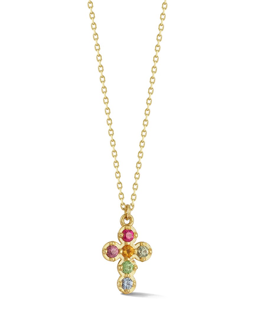 EMBER FINE JEWELRY EMBER FINE JEWELRY 14K GEMSTONE CROSS NECKLACE