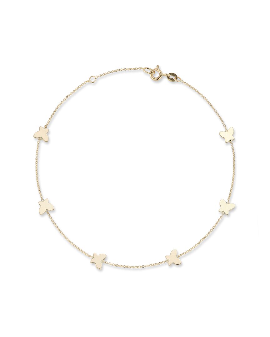Ember Fine Jewelry 14k Yellow Gold Butterfly Station Chain Anklet