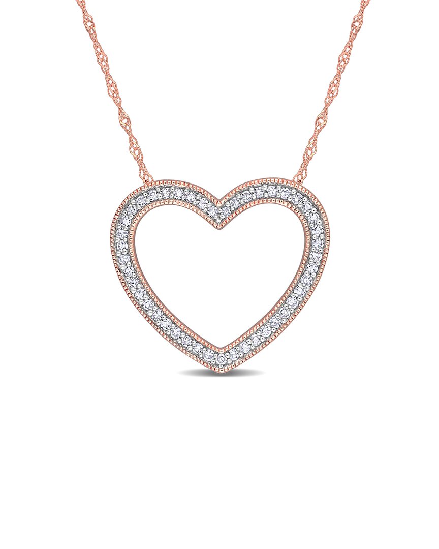 Rina Limor 14k Rose Gold 0.23 Ct. Tw. Diamond Heart Necklace