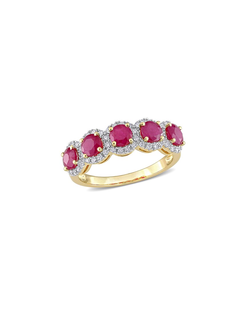 Rina Limor 14k 1.96 Ct. Tw. Diamond & Ruby Half-eternity Ring