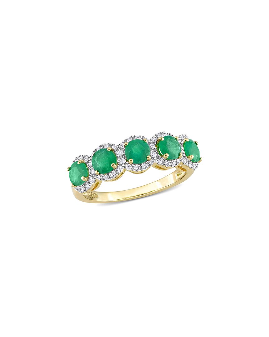 Rina Limor 14k 1.26 Ct. Tw. Diamond & Emerald Half-eternity Ring