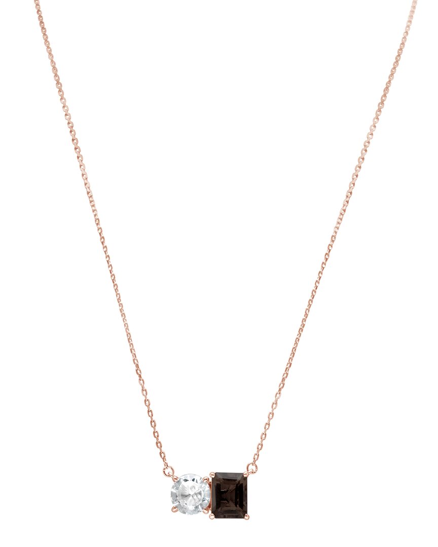 Suzy Levian Rose Gold Over Silver 5.00 Ct. Tw. Gemstone Toi Et Moi Necklace