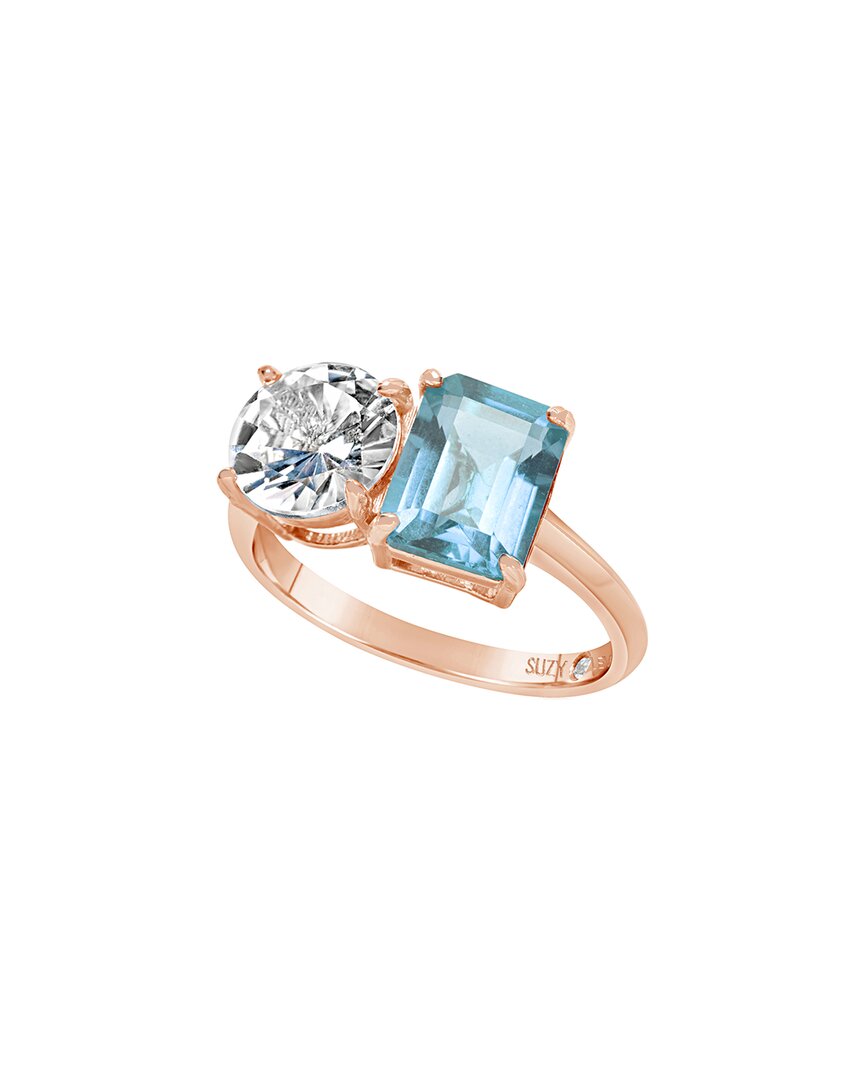 Shop Suzy Levian Rose Gold Over Silver 5.00 Ct. Tw. Gemstone Toi Et Moi Ring