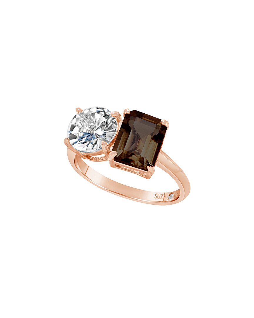 Suzy Levian Rose Gold Over Silver 5.00 Ct. Tw. Gemstone Toi Et Moi Ring