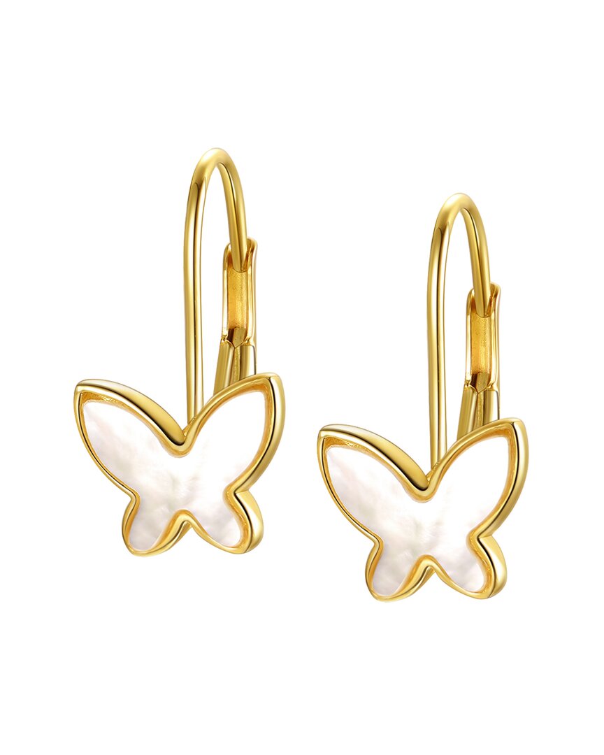Rachel Glauber 14k Plated Butterfly Earrings In Gold