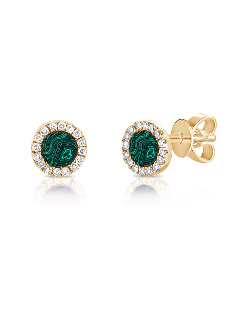 Sabrina Designs 14k 0.42 Ct. Tw. Diamond & Malachite Small Disc Studs