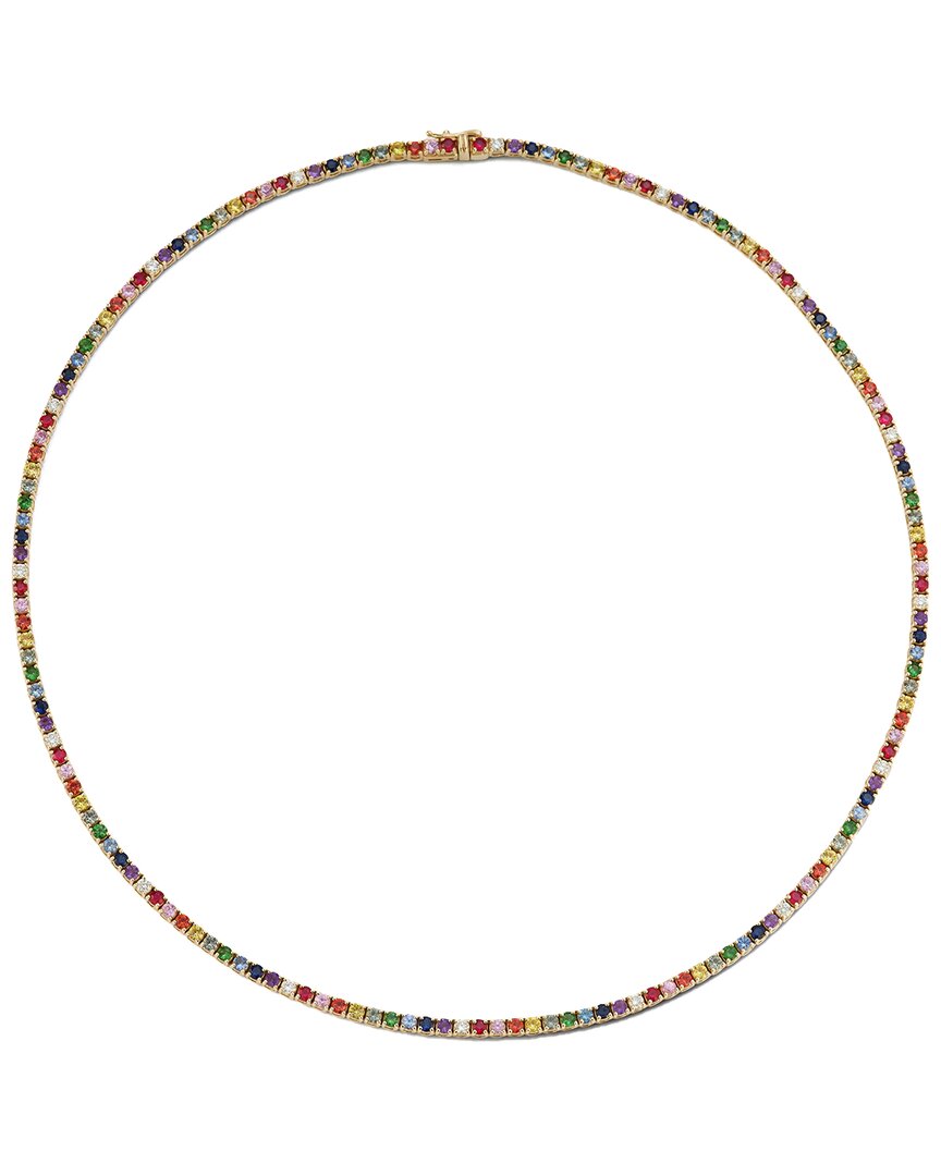 Nephora 14k 0.64 Ct. Tw. Rainbow Sapphire Rainbow Tennis Necklace In Multi