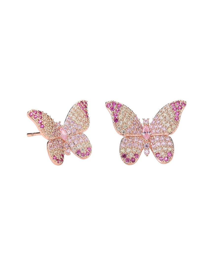 Liv Oliver 18k Plated 13.75 Ct. Tw. Quartz Cz Earrings In Pink