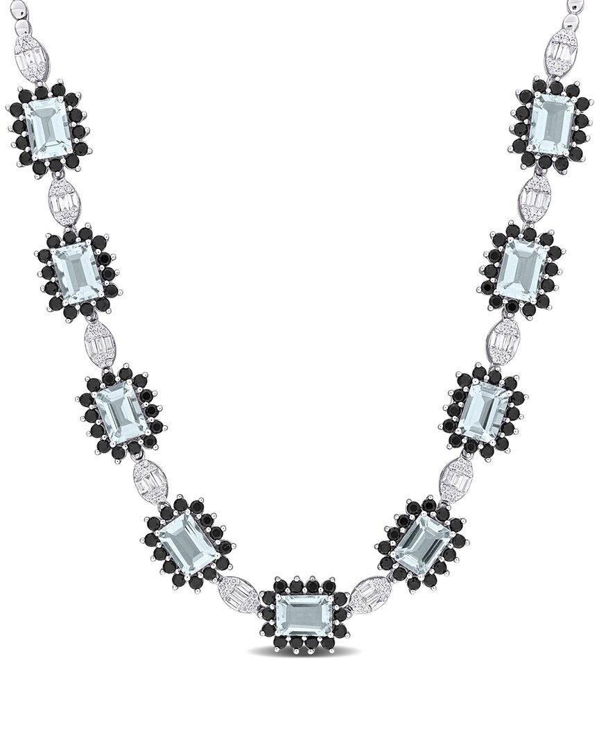 Rina Limor 14k 13.56 Ct. Tw. Diamond & Aquamarine Halo Necklace