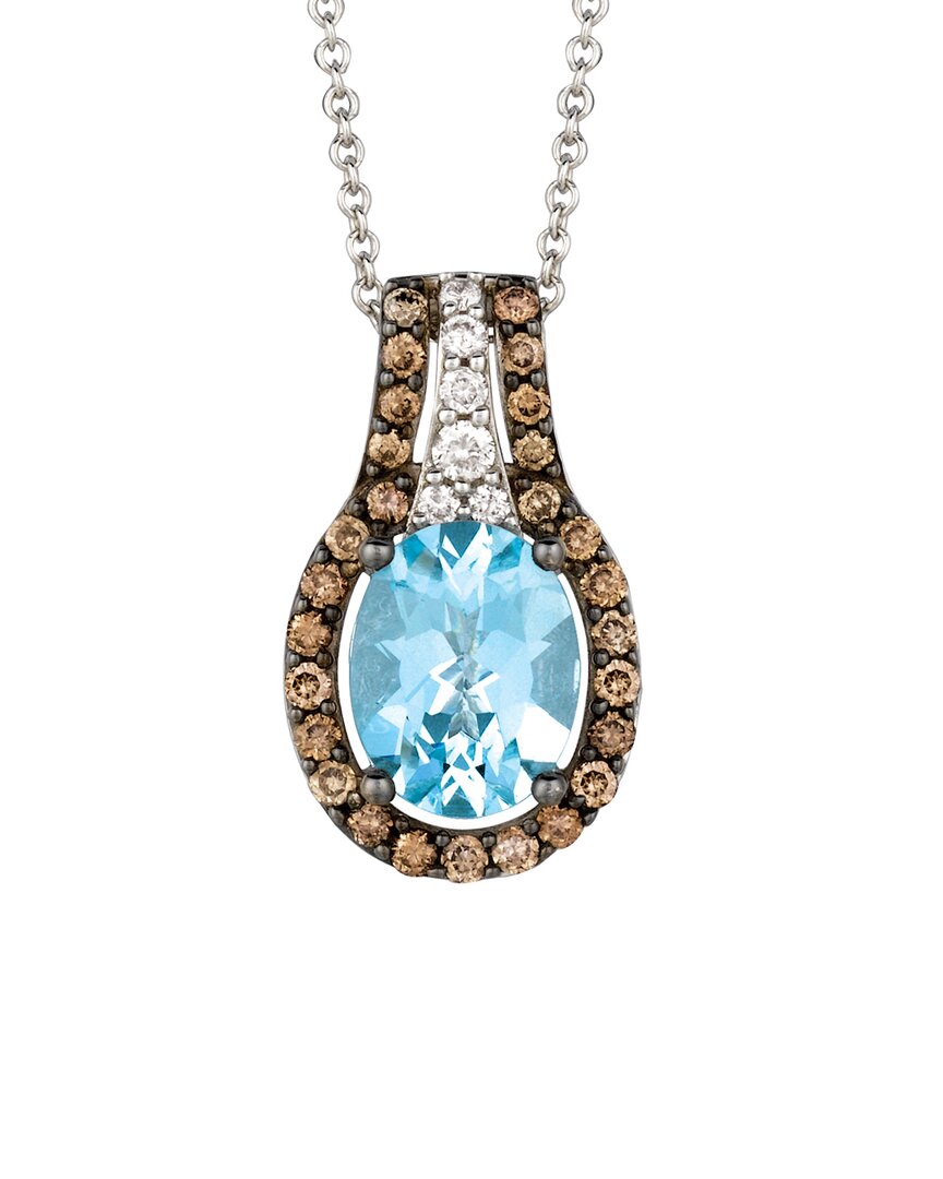 Le Vian 14k Vanilla Gold 1.75 Ct. Tw. Diamond & Aquamarine Pendant Necklace