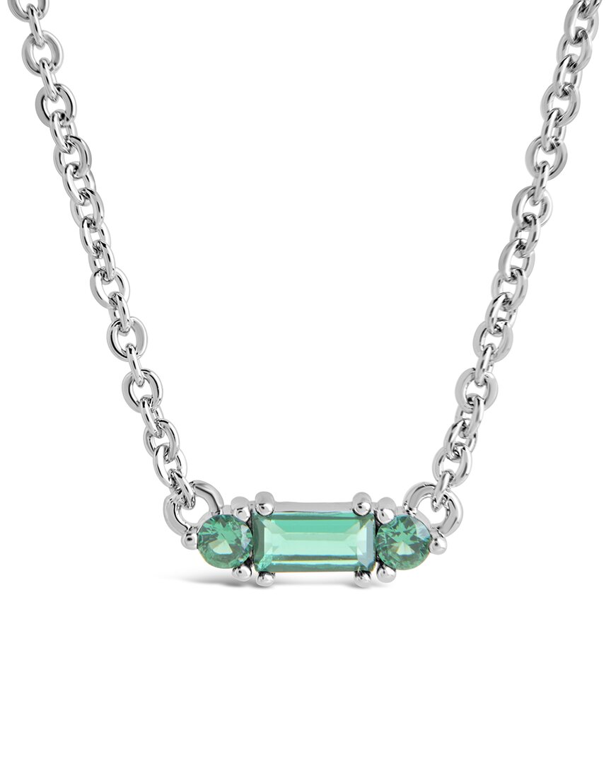 Sterling Forever Rhodium Plated Cz Emerald Amara Pendant Necklace In Metallic