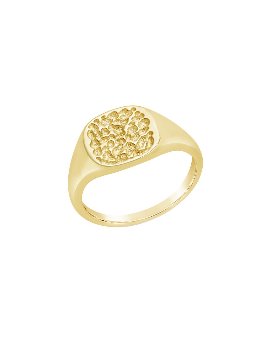 Sterling Forever 14k Plated Hammered Signet Ring
