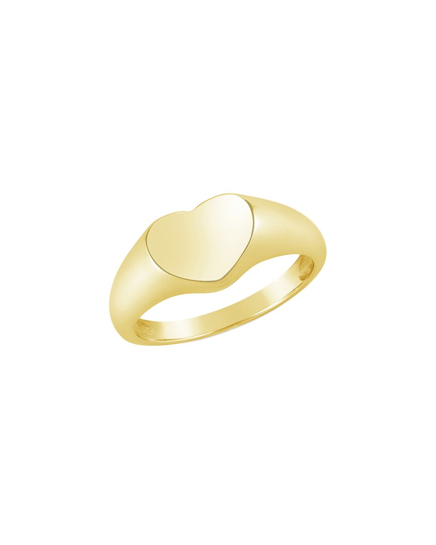 Sterling Forever Sterling Silver Cora Heart Signet Ring In Gold