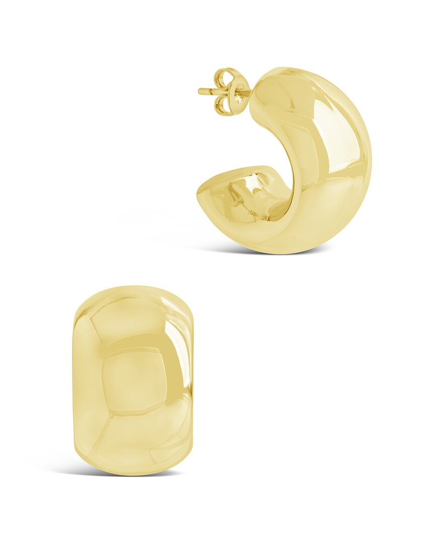 Sterling Forever 14k Plated Marley Tube Hoops