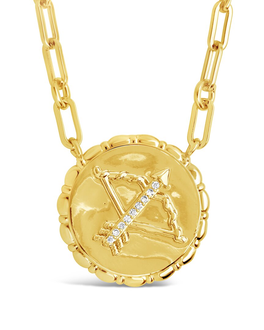 Sterling Forever 14k Plated Cz Bold Link Sagittarius Zodiac Necklace