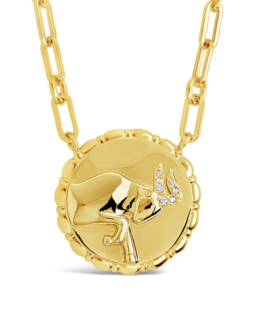 Sterling Forever 14k Plated Cz Bold Link Taurus Zodiac Necklace