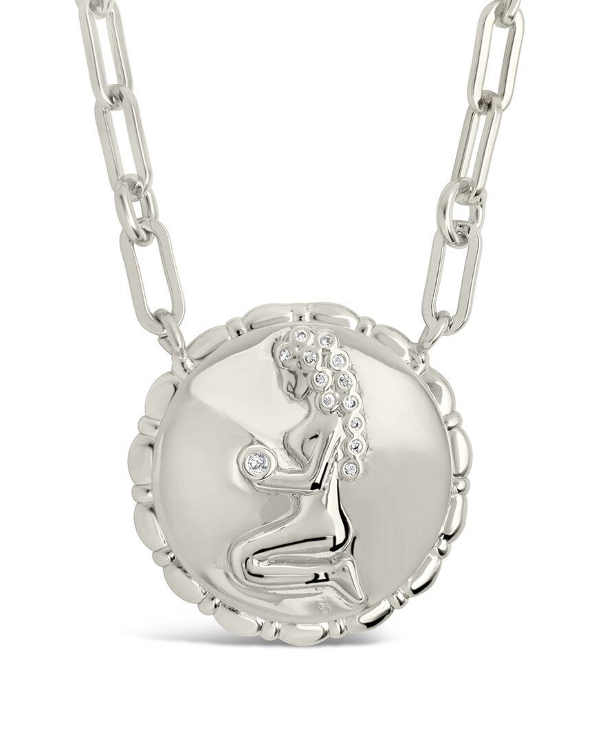Sterling Forever Rhodium Plated Cz Bold Link Virgo Zodiac Necklace