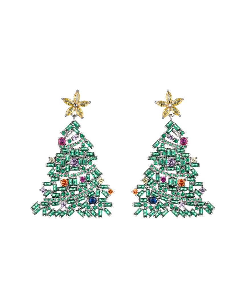 Eye Candy La Green Christmas Tree Cubic Zirconia Drop Earrings