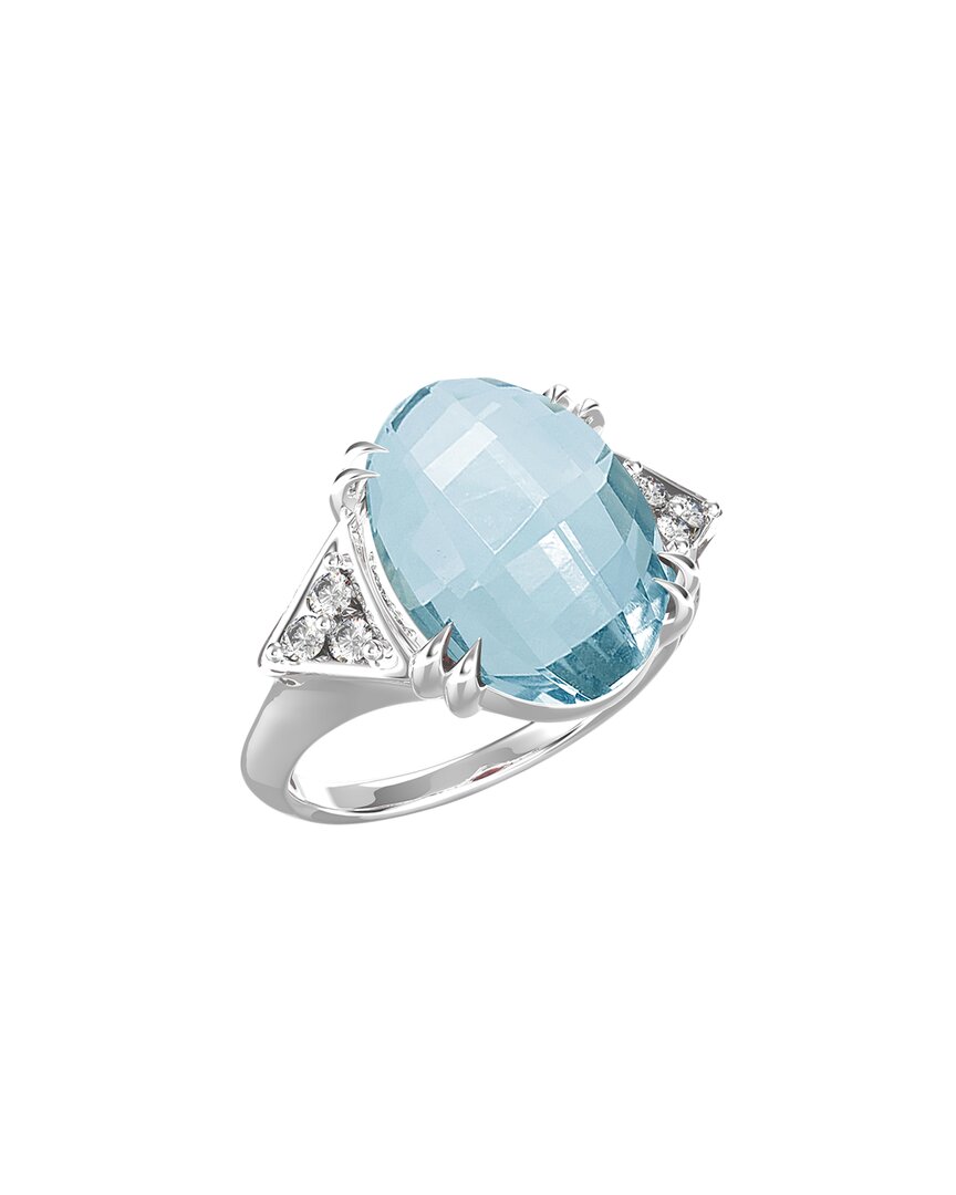 I. Reiss 14k 6.85 Ct. Tw. Diamond & Blue Topaz Cocktail Ring