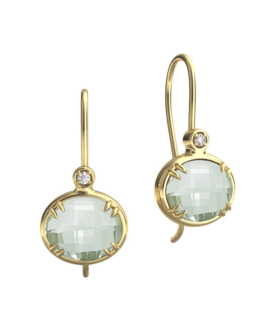 I. Reiss 14k 5.05 Ct. Tw. Diamond & Green Amethyst Earrings