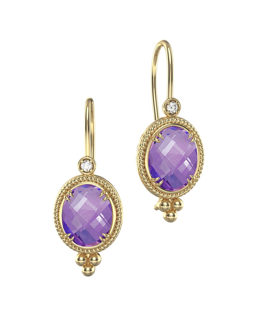 I. Reiss 14k 10.77 Ct. Tw. Diamond & Amethyst Drop Earrings In Purple