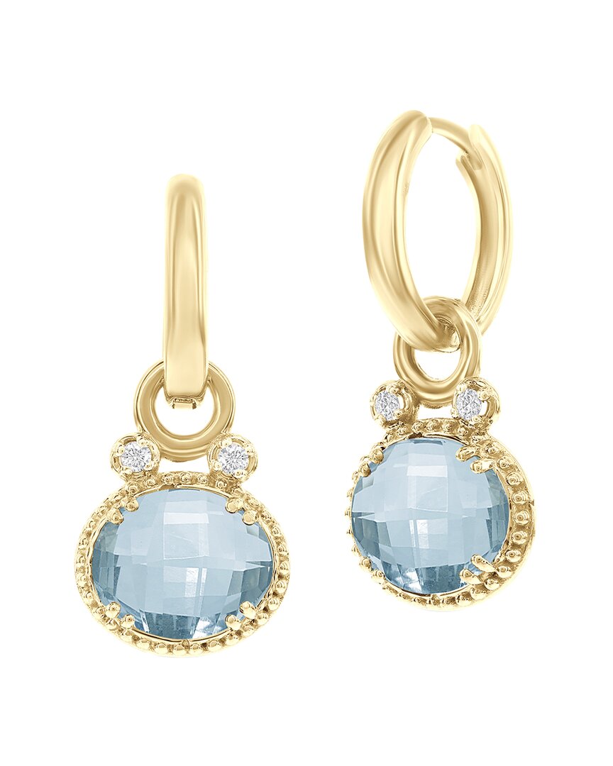 I. Reiss 14k 6.10 Ct. Tw. Diamond & Blue Topaz Earrings